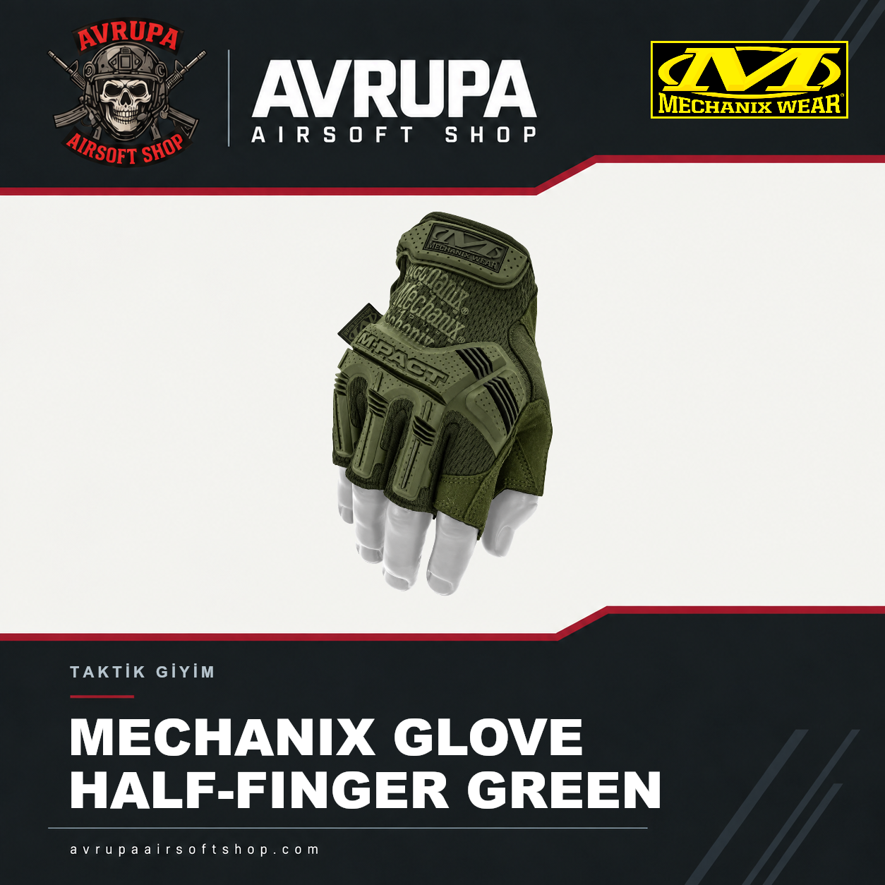 MECHANIX GLOVE HALF-FINGER GREEN