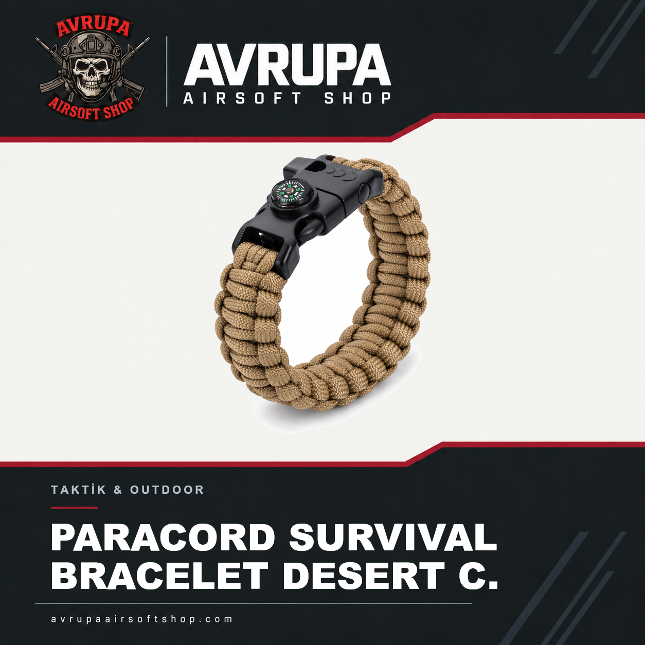 PARACORD SURVIVAL BRACELET DESERT C.