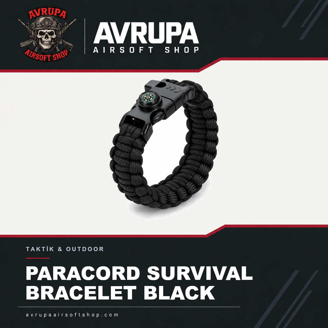 PARACORD SURVIVAL BRACELET BLACK