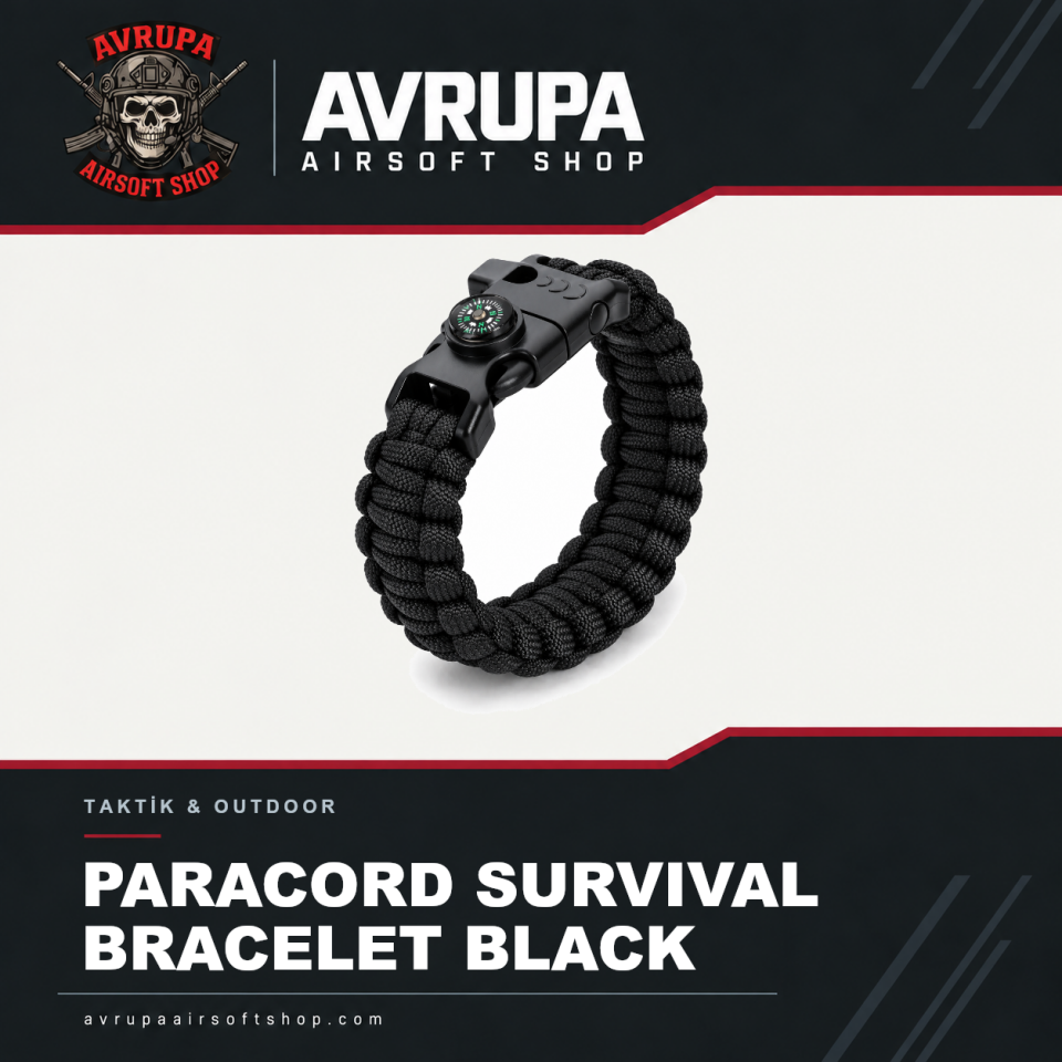 PARACORD SURVIVAL BRACELET BLACK